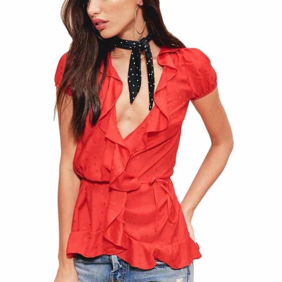 SOLD $168 For Love and Lemons Gabriela Wrap Top XS - Picture 1 of 5